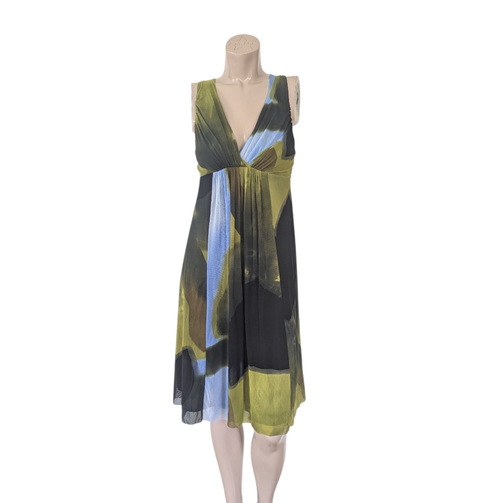 Tristan Vibrant Green and Blue Midi Dress